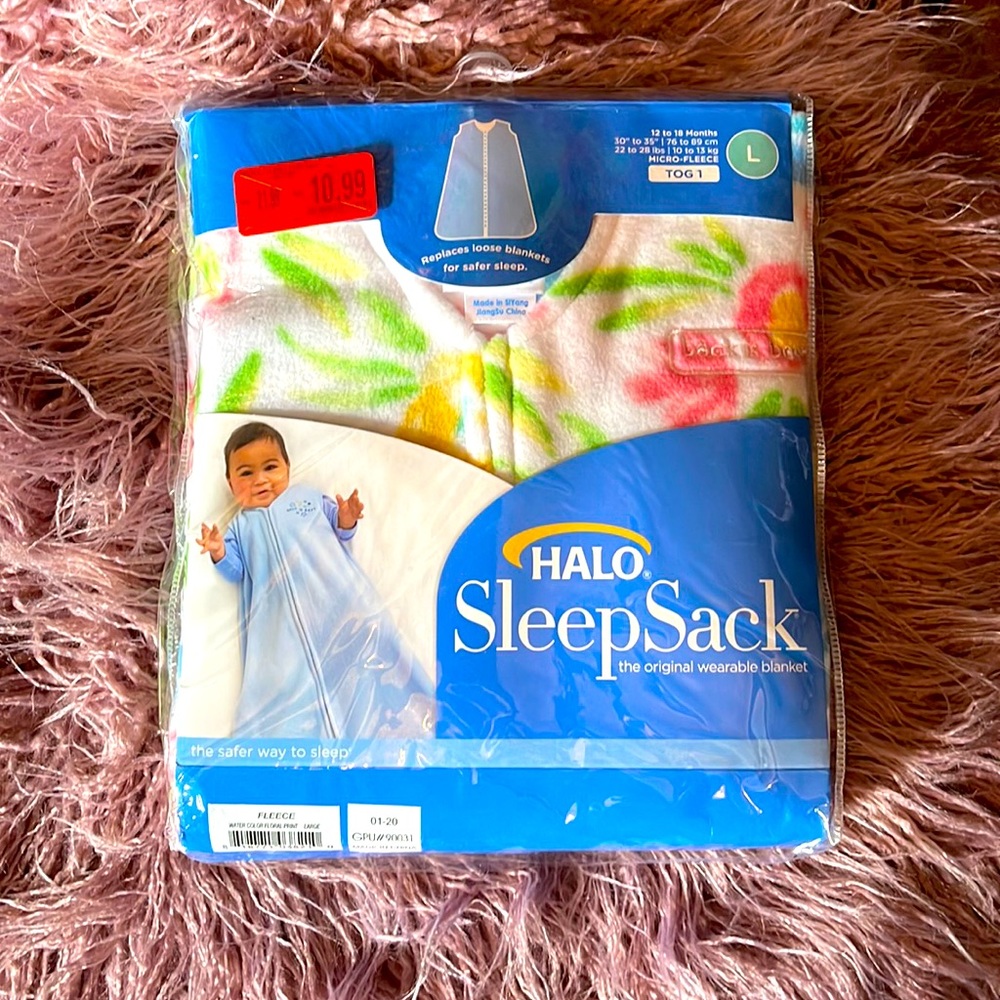 Halo Sleep Sack - 12-18 months (size L) - Fleece material - Multicolored floral